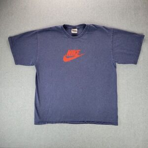 Nike 00s T-Shirt Mens XL Navy Blue Red Felt Logo Swoosh Short Sleeve